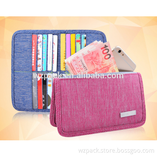 Hot Selling OEM RFID Snow Tafta Long Wallet Custom Jean Card Holder Travel Wallet Travel Ticket Wallets WZ-1010